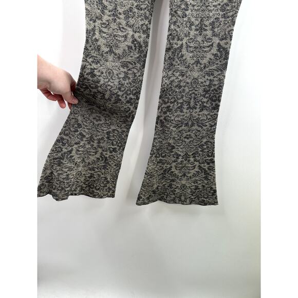 FREE PEOPLE Black Tea Combo Metallic Jacquard Printed Flare Pant size small - Picture 4 of 10